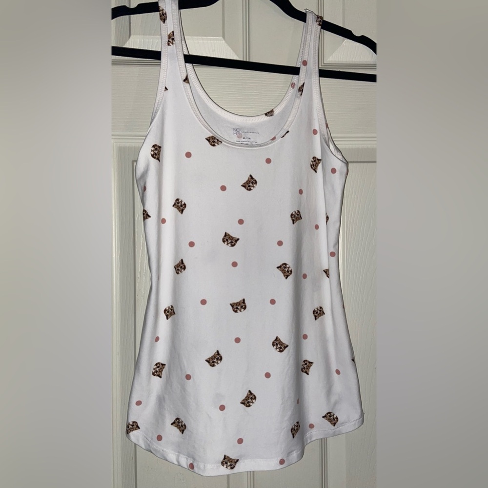No Boundaries Cat and Polka Dot Tank Top